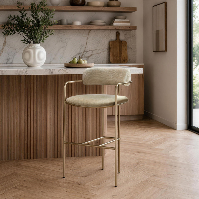 Manhattan Serene - Metal Upholstered Barstool