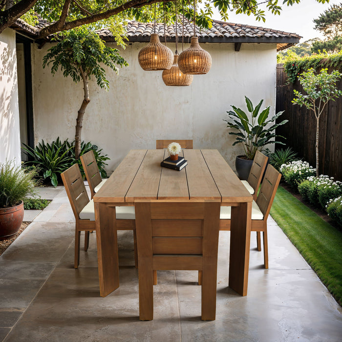 Mirella 96" Natural Teak Wood Outdoor Patio Dining Table