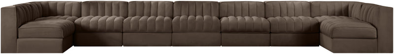 Rummi - Armless Velvet Performance Fabric Upholstered 9 Piece Modular Sectional