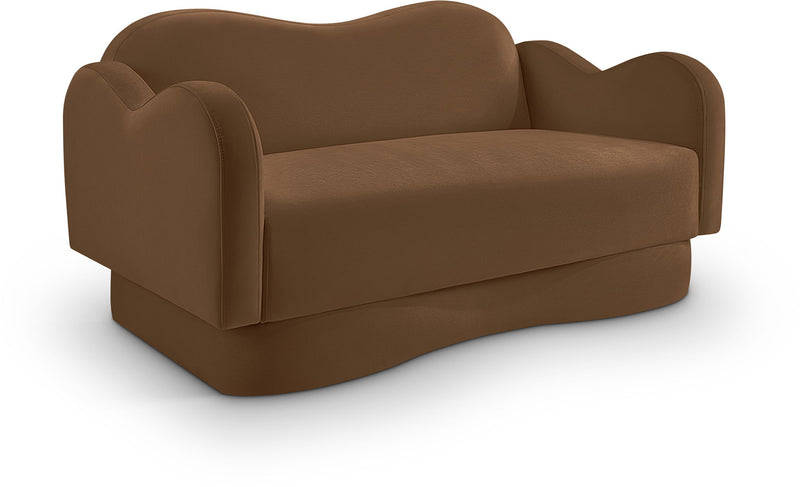 Bloom 58" Saddle Velvet Upholstered Loveseat