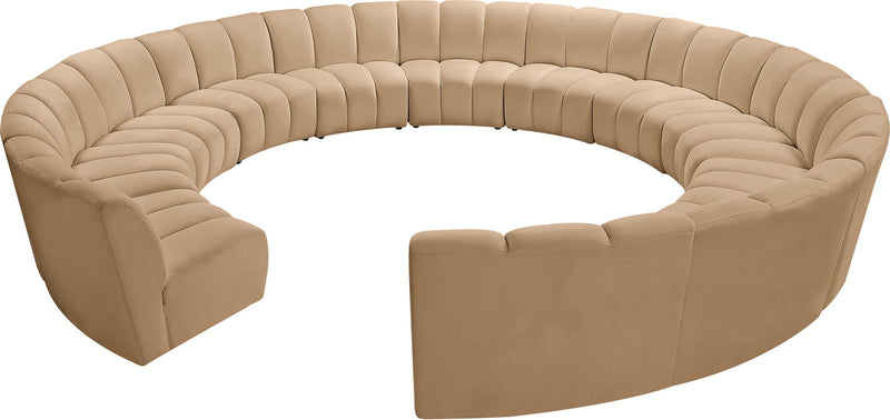 Infinity 183" Camel Velvet Upholstered 12pc. Modular Sectional