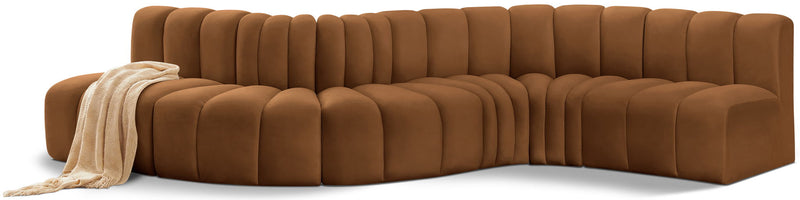 Arc 145" Saddle Velvet Upholstered 6pc. Modular Sectional