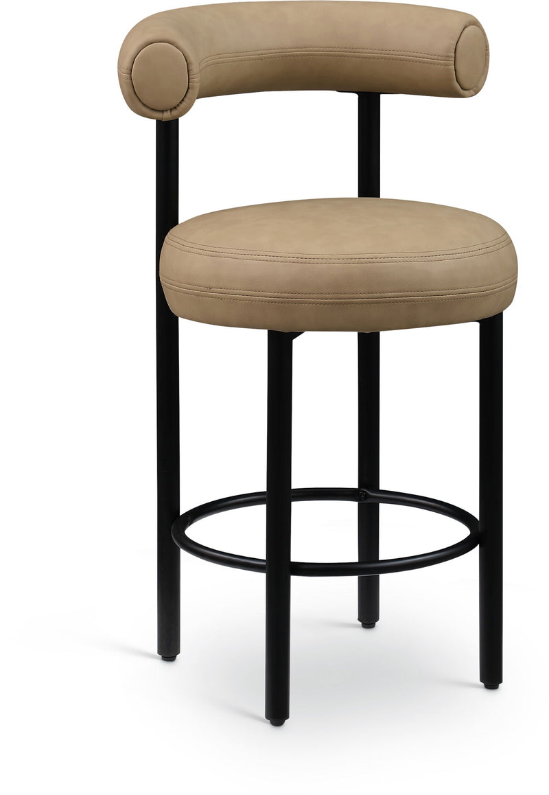 Bordeaux Tan Vegan Leather Upholstered Counter Stool