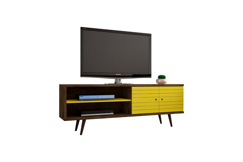 Manhattan Liberty - 63" TV Stand With Rustic Brown Frame