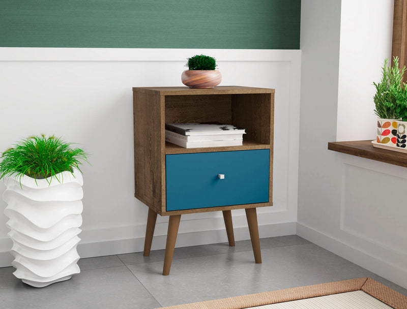 Manhattan Liberty - Nightstand Wtth Rustic Brown Frame