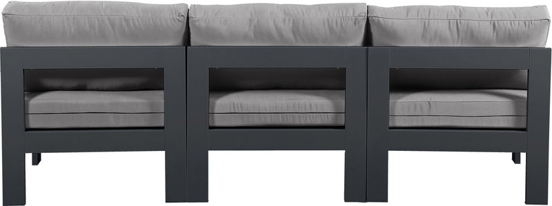 Nizuc - Outdoor Patio 3 Seat Armless Modular Sofa With Gray Frame