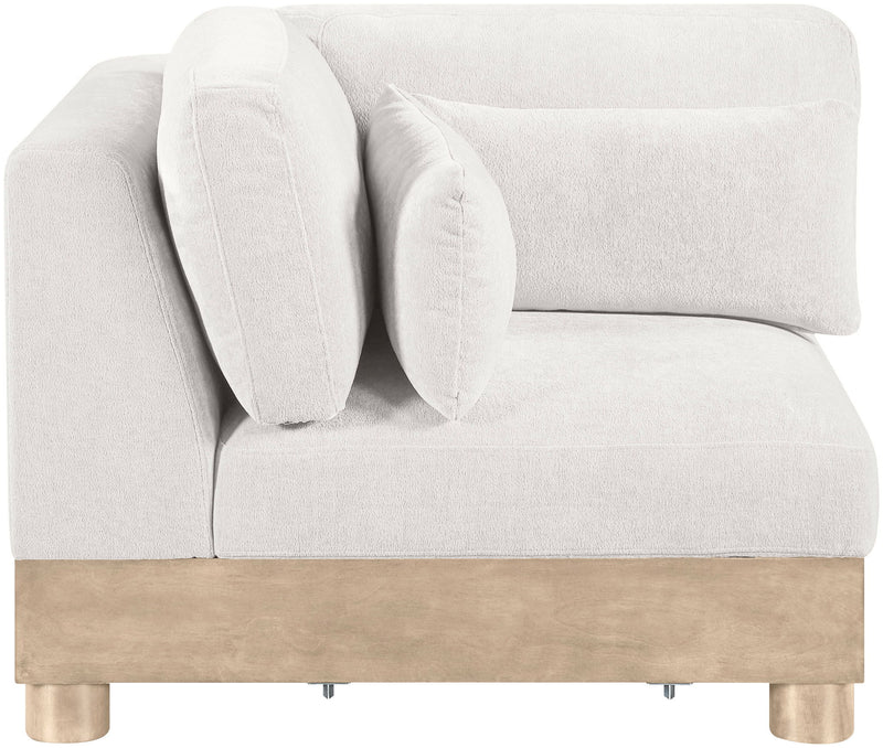 Turin - Chenille Fabric Upholstered Modular Corner Chair - Natural Base