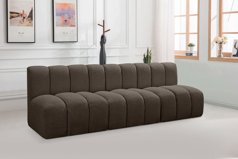 Arc 89.5" Brown Boucle Fabric Upholstered 3pc. Modular Sectional