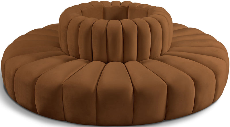 Arc 90" Saddle Velvet Upholstered 8pc. Modular Sectional