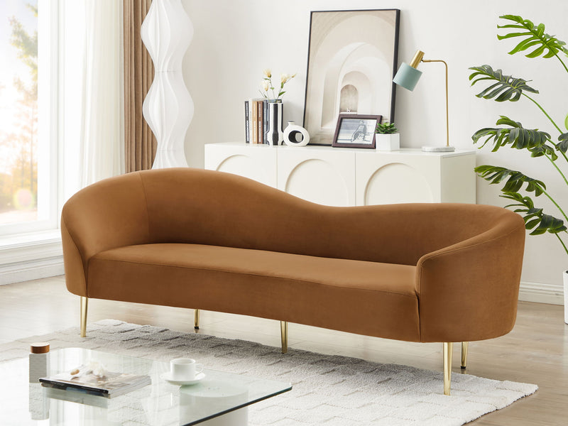 Ritz 85.5" Saddle Velvet Upholstered Sofa