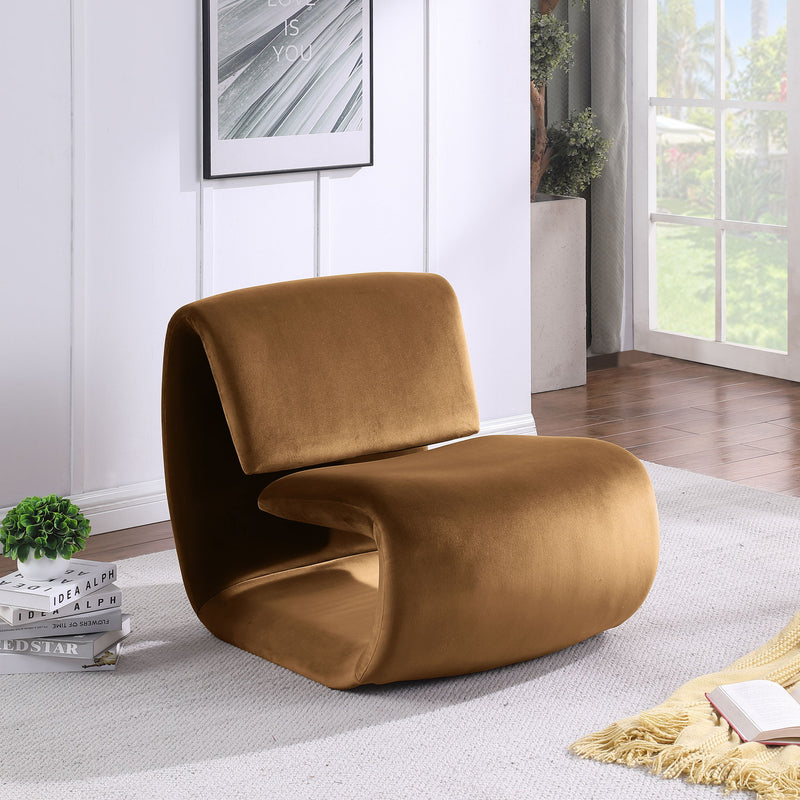 Nouveau Saddle Velvet Upholstered Accent Chair