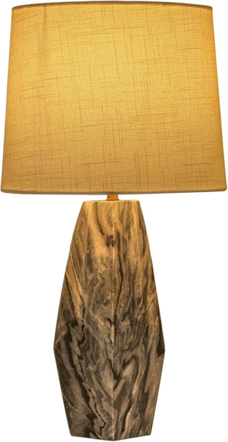 Seraphine - Genuine Marble And Linen Textured Fabric Table Lamp