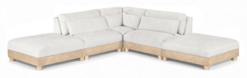 Turin - Chenille Fabric Upholstered Modular Sectional - White