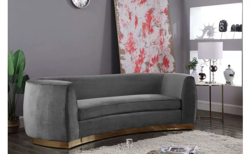 Neveah Velvet 3-Piece Living Room Set In Gray