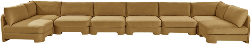 Hammond - Velvet Performance Fabric Upholstered 8 Piece U-Shaped Armless Sectional - Beige