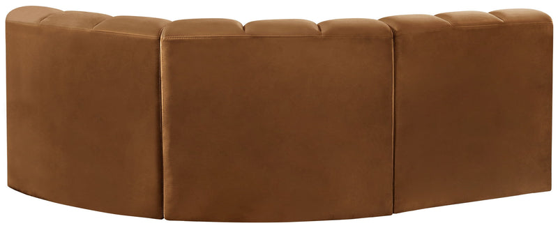 Arc 84" Saddle Velvet Upholstered 3pc. Modular Sectional
