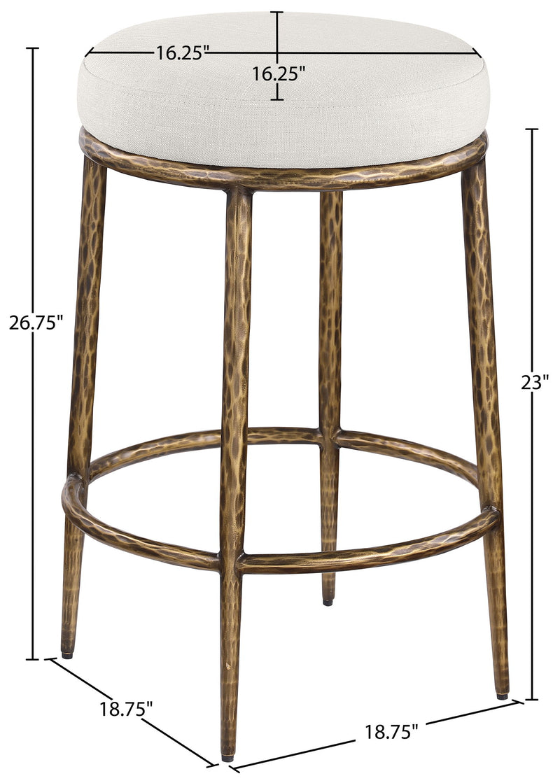 Ferro Cream Linen Textured Performance Fabric Upholstered Counter Stool