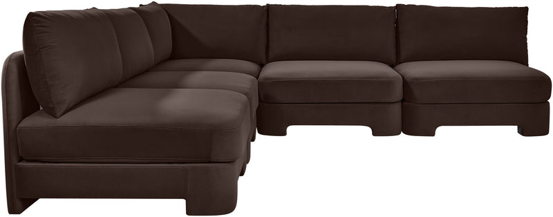 Hammond - Velvet Performance Fabric Upholstered 5 Piece Armless Sectional