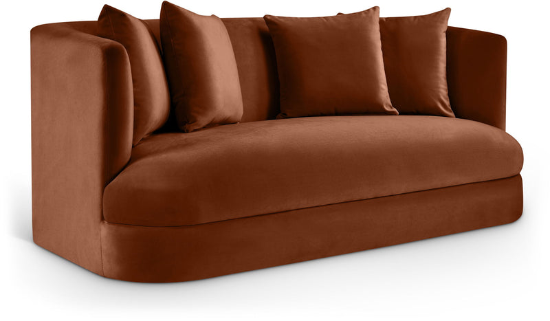 Alder 66" Cognac Velvet Upholstered Loveseat