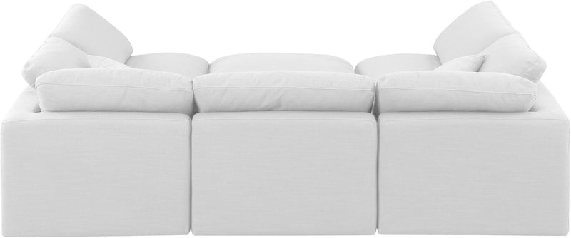 Indulge 105" White Linen Textured Fabric Upholstered 6pc. Modular Sectional