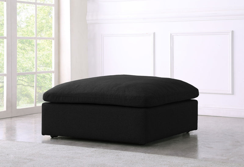 Serene Deluxe Comfort Linen Textured Fabric Upholstered Modular Ottoman