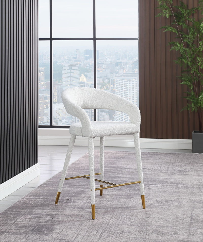 Destiny Cream Boucle Fabric Upholstered Counter Stool