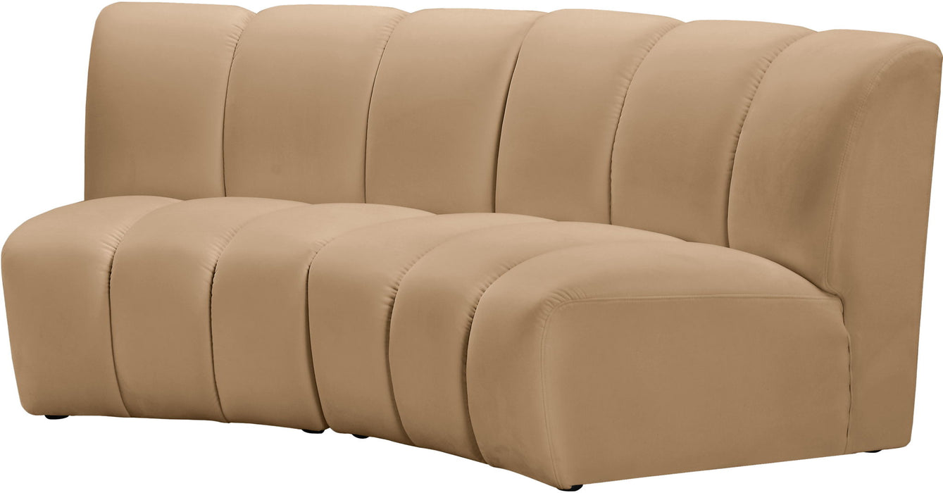 Infinity 83" Camel Velvet Upholstered 2pc. Modular Sectional