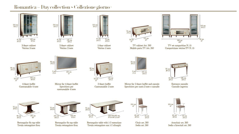 Romantica - 4 Doors Buffet - Light Beige / Brown Walnut