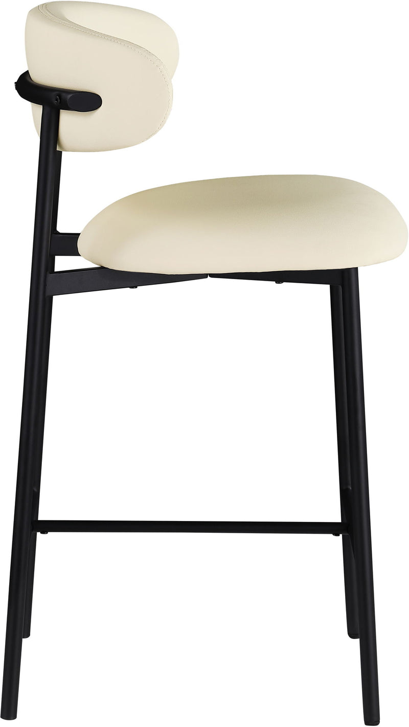 Lupita Cream Vegan Leather Upholstered Counter Stool
