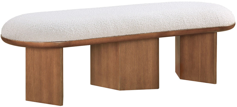 Wilshire Cream Boucle Fabric Upholstered Bench