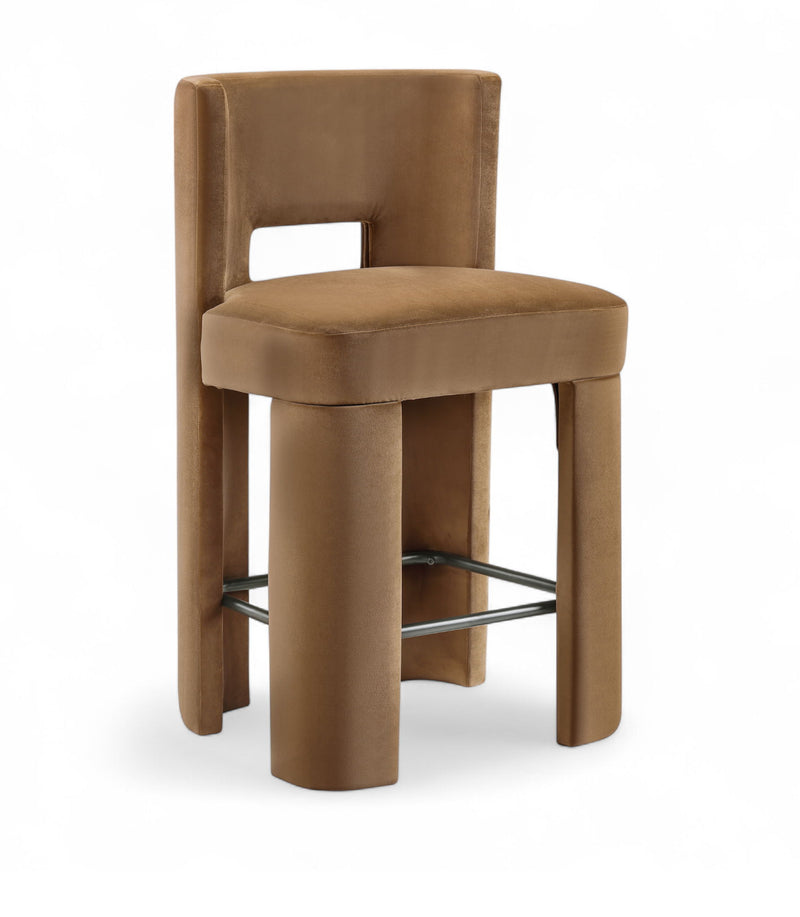 Zuno Saddle Velvet Upholstered Counter Stool