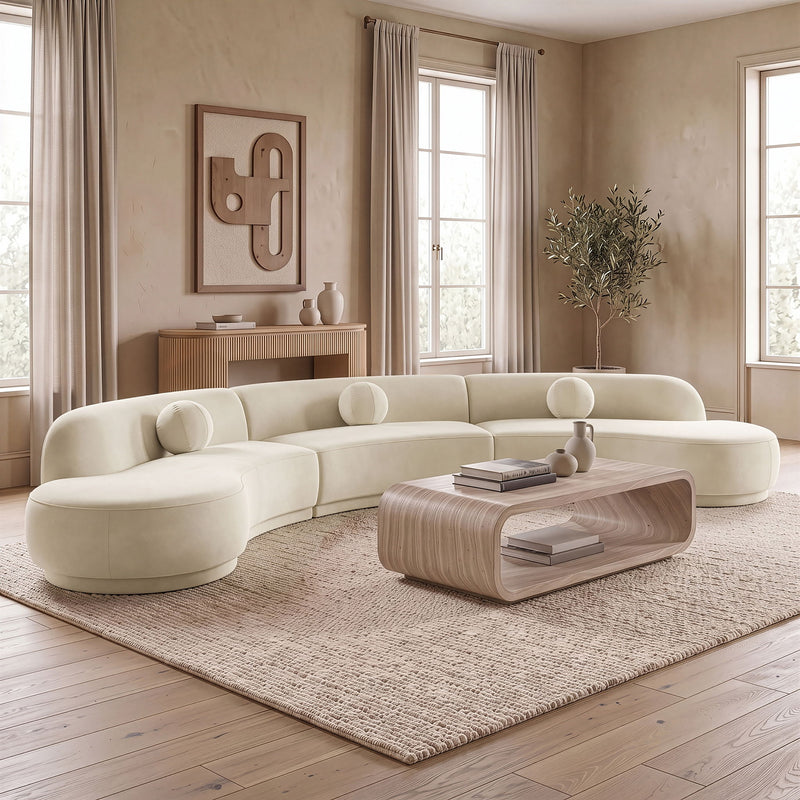 Avra - 177.5" Velvet Performance Fabric Upholstered Sectional