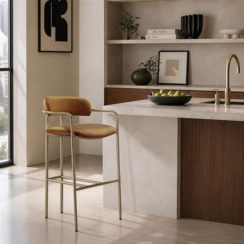 Manhattan Serene - Metal Upholstered Barstool