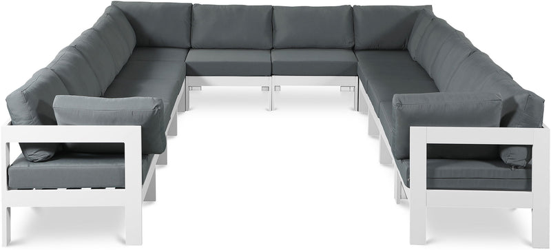 Nizuc - Outdoor Patio 12 Piece Modular Sectional With White Frame