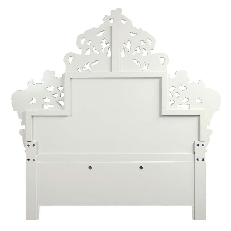 Vanaheim - Eastern King Bed - Beige Synthetic Leather & Antique White