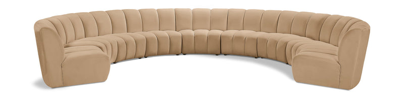 Infinity 183" Camel Velvet Upholstered 9pc. Modular Sectional