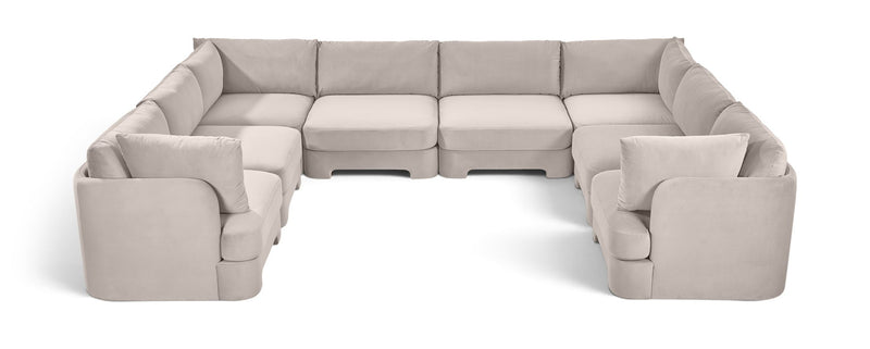 Hammond - Velvet Performance Fabric Upholstered 8 Piece U-Shaped Sectional