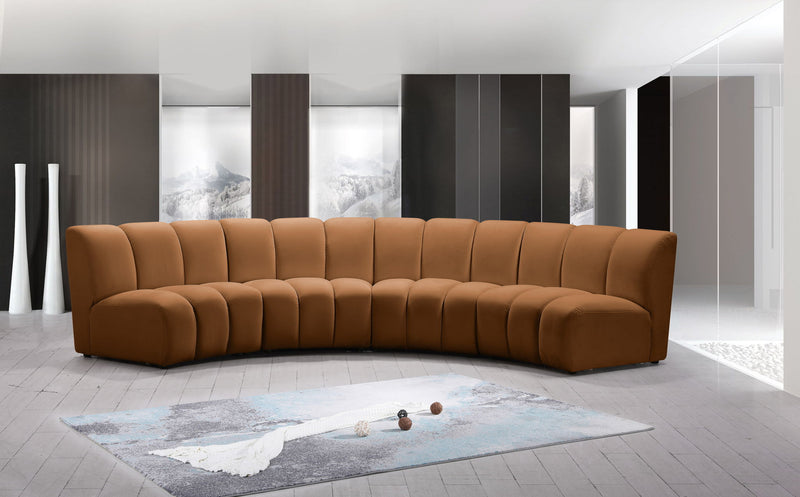 Infinity 148" Saddle Velvet Upholstered 4pc. Modular Sectional