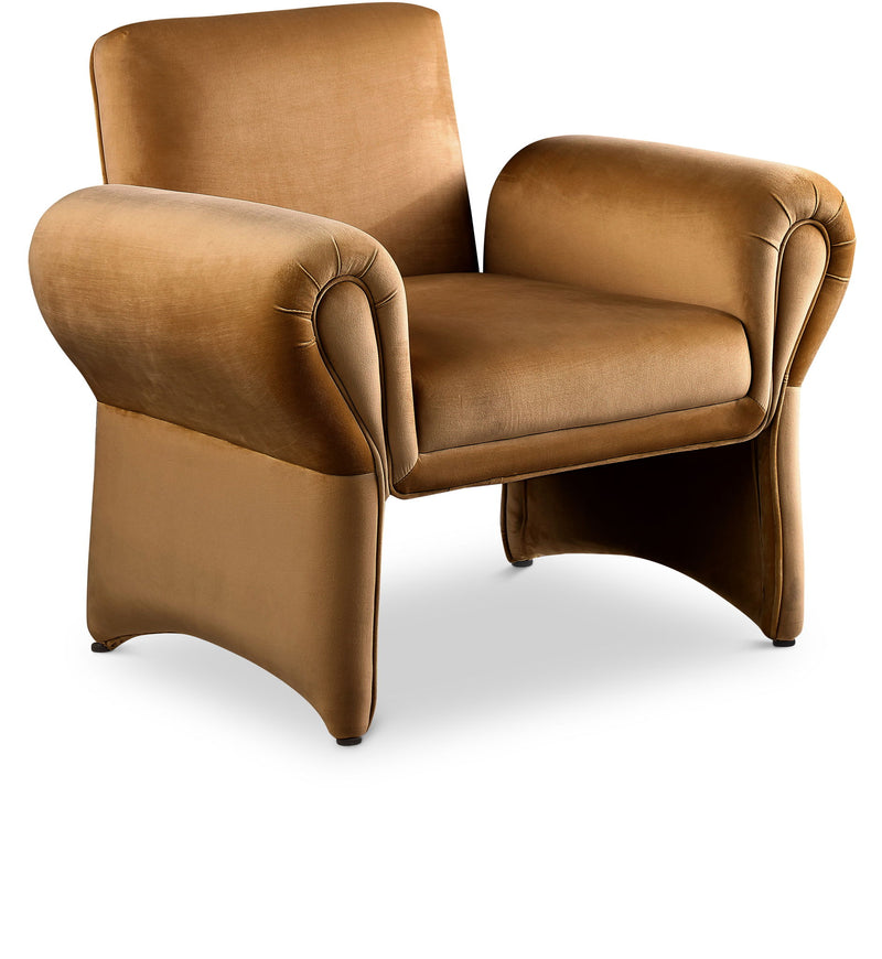 Fleurette Saddle Velvet Upholstered Accent Chair