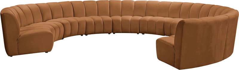 Infinity 183" Saddle Velvet Upholstered 10pc. Modular Sectional