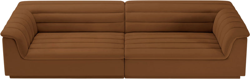 Cascade 118" Saddle Velvet Upholstered Modular Sofa