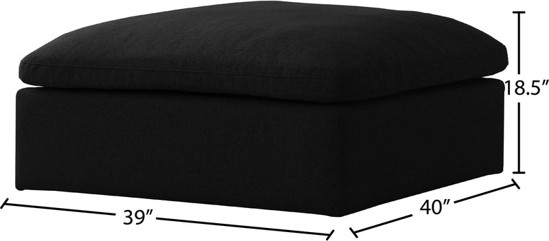 Serene Deluxe Comfort Linen Textured Fabric Upholstered Modular Ottoman