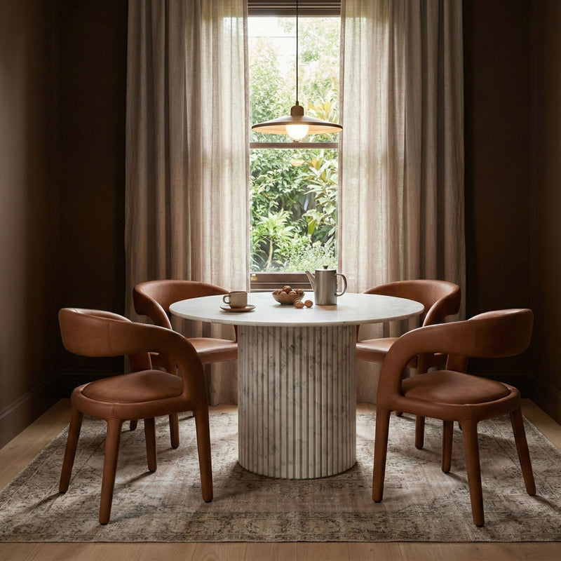 Sylvester Cognac Vegan Leather Upholstered Dining Chair