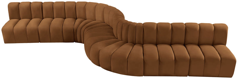 Arc 197" Saddle Velvet Upholstered 8pc. Modular Sectional