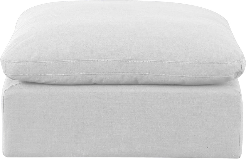 Indulge White Linen Textured Fabric Upholstered Modular Ottoman
