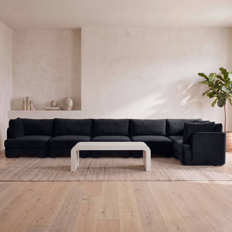 Hammond - Velvet Performance Fabric Upholstered 6 Piece L-Shaped Sectional
