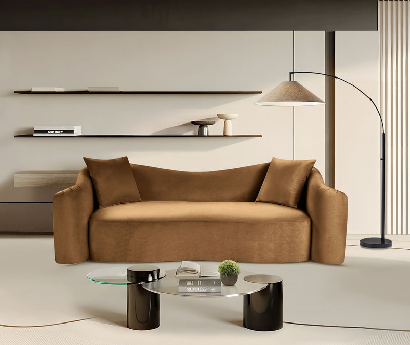 Destin 91" Saddle Velvet Upholstered Sofa
