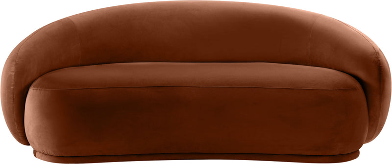 Emery 77" Cognac Velvet Upholstered Loveseat