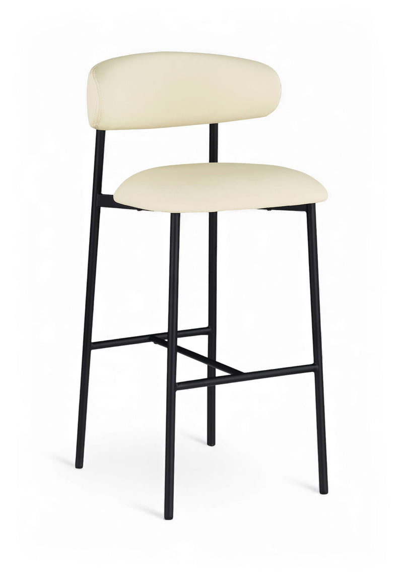 Lupita Cream Vegan Leather Upholstered Bar Stool