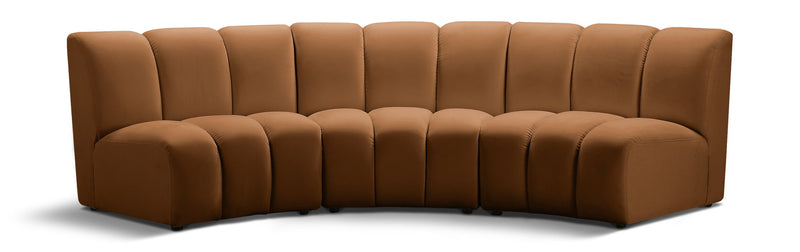 Infinity 119" Saddle Velvet Upholstered 3pc. Modular Sectional